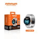 Amaya ASW-50 Silver Smartwatch with Dual Straps and Packaging
